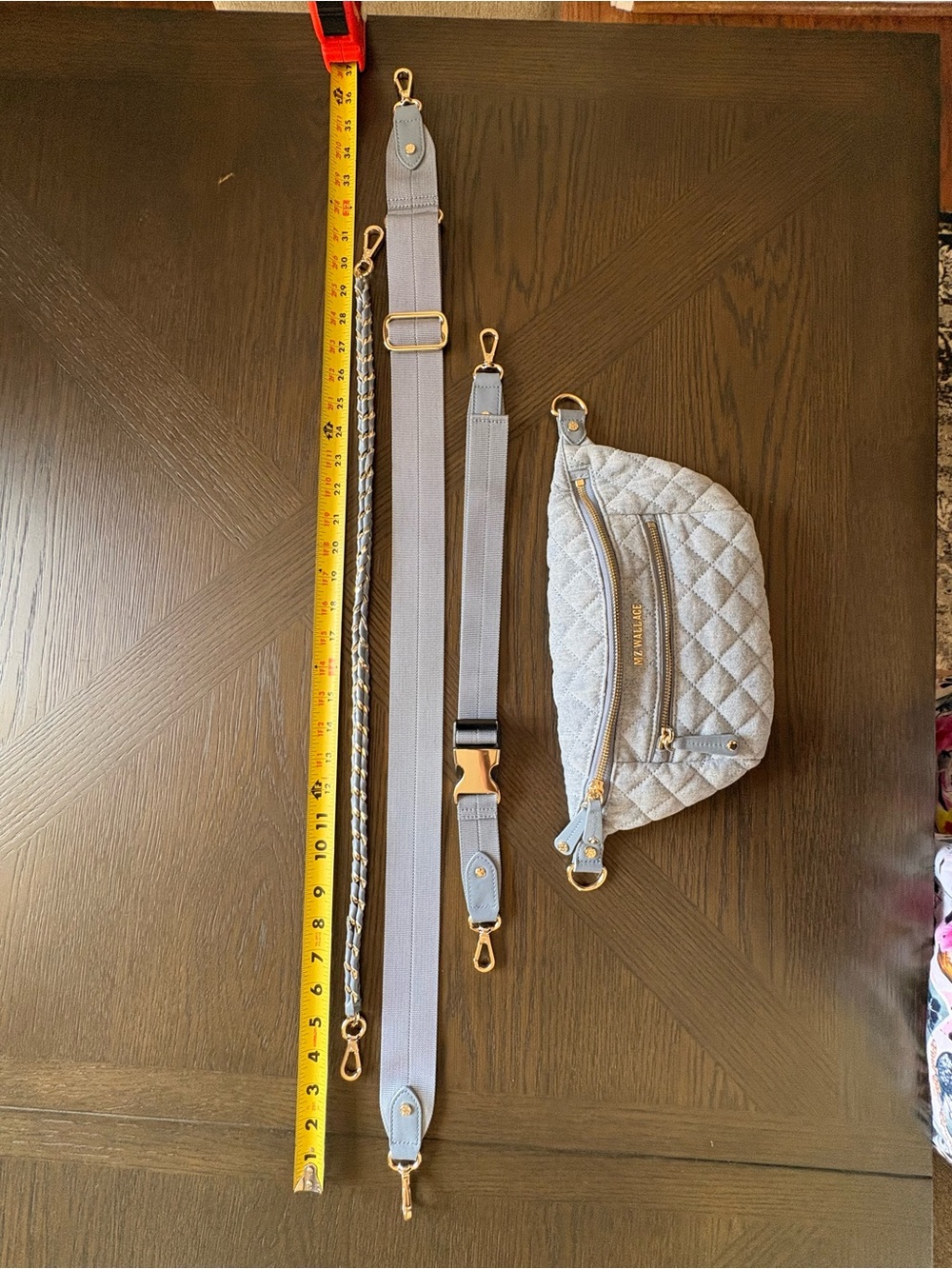 MZ Wallace Quilted Light Blue Crossbody Belt Bag with Gold Hardware - Picture 11 of 11